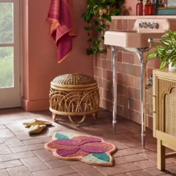 Seasons Go Around Flower Shaped Bath Rug Rose Red - Opalhouse⢠Designed With Jungalowā¢