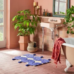 Concentric Wave Blue Bath Rug Blue - Opalhouse⢠Designed With Jungalowā¢