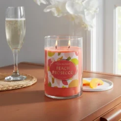 21.5oz Lidded Glass Jar 2-Wick Candle Peach Prosecco - Opalhouseâ„¢