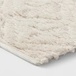 Textured Diamond Shag Bath Rug Cream - Opalhouseā¢