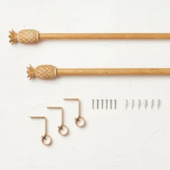 Pineapple Faux Wood Curtain Rod Natural Wood - Opalhouse™ Designed With Jungalow™ -Opalhouse GUEST b565e685 bbc8 405f abbe 297780442d88